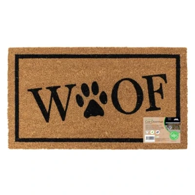 Image of JVL Eco Friendly Latex Backed Coir Entrance Doormat, 40x70cm Woof