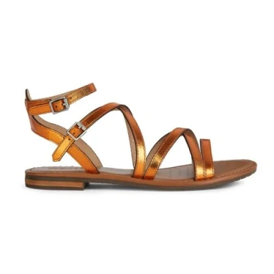 Image of Geox Women&#039;s D Sozy S G Flat Sandal, Orange, 4 UK