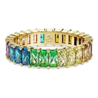 Image of Swarovski Matrix ring, Baguette cut, Multicoloured, Gold tone plated
