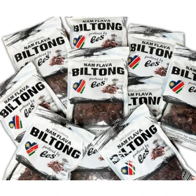 Image of Nam Flava Original Biltong from Namibia 1 kg (10x100g) dried meat, beef jerky, high protein, savoury snack