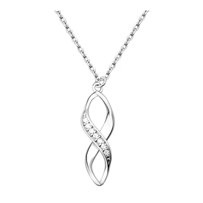 Image of Sofia Milani Women&#039;s Necklace 925 Silver with Zirconia Stone Twisted Pendant N0477