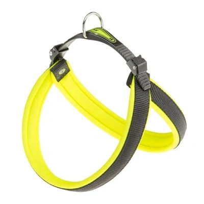 Image of Ferplast Harness for Medium Sized Dogs AGILA FLUO 3 Dog with Soft Padding, Quick Release and Attachment System, Chest Size 42 50 cm. Yellow