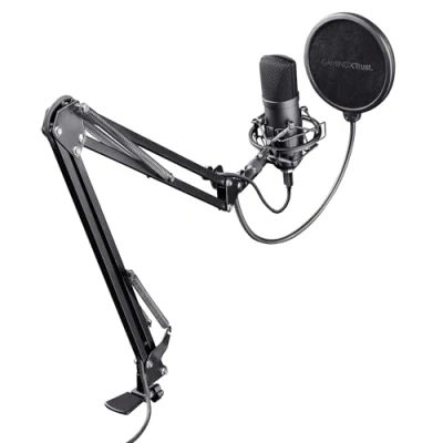 Image of Trust GXT 252+ Emita Plus USB Gaming Microphone with Adjustable Arm, Studio Condenser Microphone, Cardioid Audio Pattern, for Podcasting, Voice overs, Streaming, Acoustic Music Black