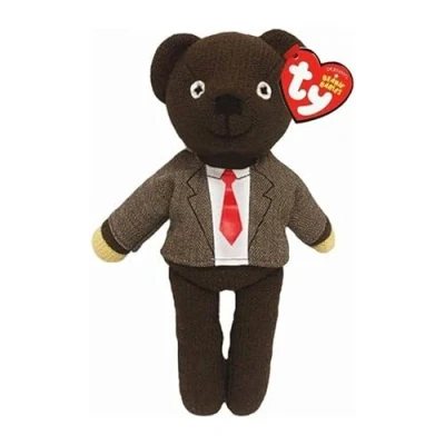 Image of TY Toys Mr. Bean Shirt &amp; Tie Beanie Baby Soft Plush Toy Collectible Cuddly Stuffed Teddy