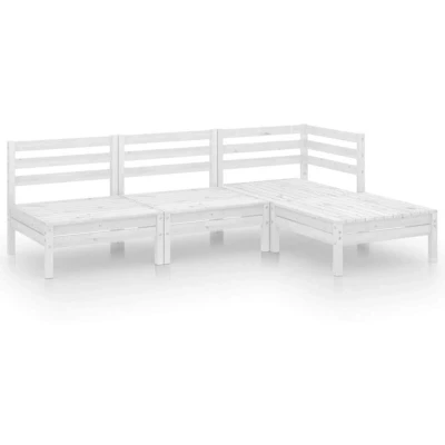 Image of vidaXL 4 Piece Garden Lounge Set Solid Pinewood White