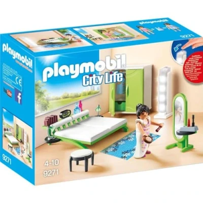 Image of Playmobil 9271 City Life Bedroom with Working Lights, Fun Imaginative Role Play, Playset Suitable for Children Ages 4+