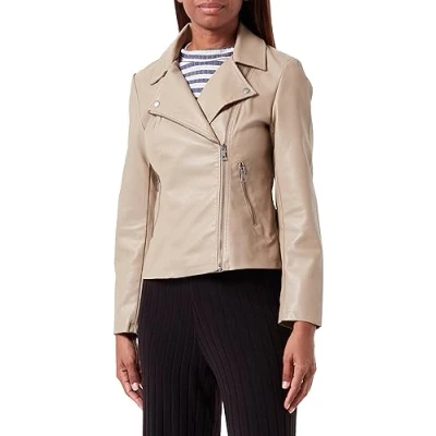 Image of ONLY Women&#039;s Onlnewmelisa Faux Leather Biker CC OTW Jacket, Weathered Teak, S