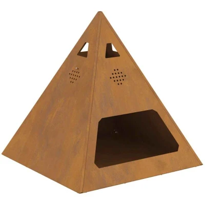 Image of vidaXL Fire Pit Pyramid 50x50x51 cm Weathering Steel