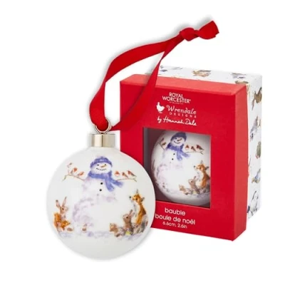Image of Wrendale Designs &#039;Gathered Around&#039; Woodland Animal Ceramic Christmas Bauble