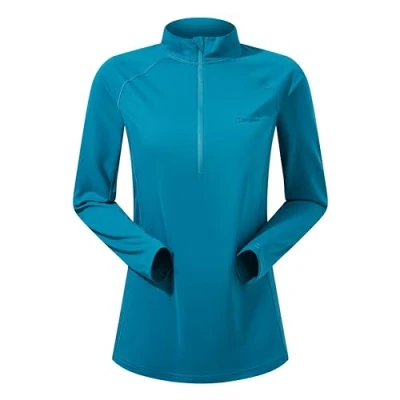 Image of Berghaus Women&#039;s 24/7 Maternity Half Zipped Long Sleeve Tech T Shirt, Jungle Jewel, 14
