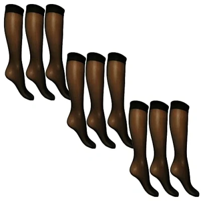 Image of 15 Denier Sheer Knee Highs Black 9 Pairs (3 Packs)