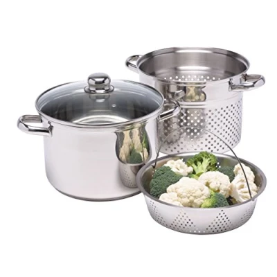 Image of World of Flavours Italian Pasta Pot with Steamer Insert