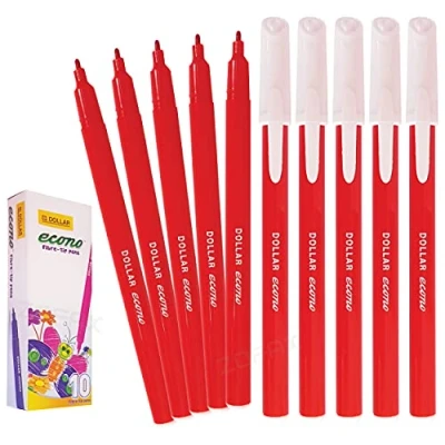 Image of DOLLAR Econo Felt Tip Colouring Pens Colour Write Draw Sketch Everyday (10 x 0.5mm RED Pens)