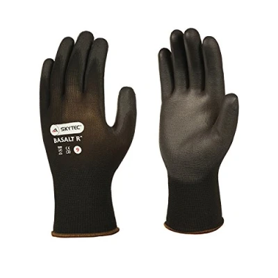 Image of Skytec BASALT R Black Nylon Safety Work Gloves with Polyurethane (PU) Coating that Provides Abrasion Resistance (S)