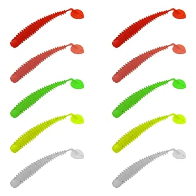Image of VGOL 50pcs Paddle Tail Swimbaits Soft Plastic Worms Bass Fishing Bait Shad Lure Lures Worm Baits Mixed Color