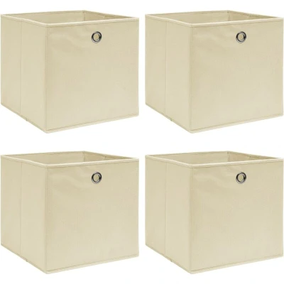 Image of vidaXL Storage Boxes 4 pcs Cream 32x32x32 cm Fabric