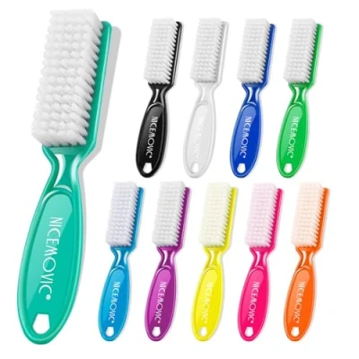 Image of NICEMOVIC 10 Pieces Handle Nail Brushes, Hand Scrubbing Cleaning Brushes Fingernail Plastic Clean Use for Toe and (Random Colors)