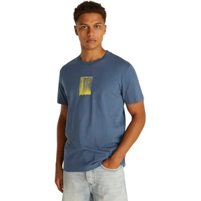 Image of Calvin Klein Jeans Brush Stroke Graphic TEE Print Tshirt, Men&#039;s, Size: XXL, Vintage indigo