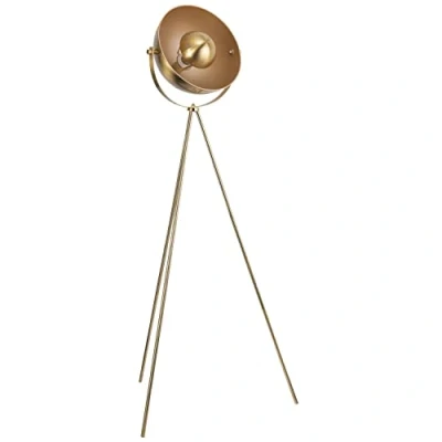 Image of firstchoicelighting Tripod Floor Lamp or Standing Light Retro Design Industrial with Dome Shade Satin Brass Height 150cm LED Compatible