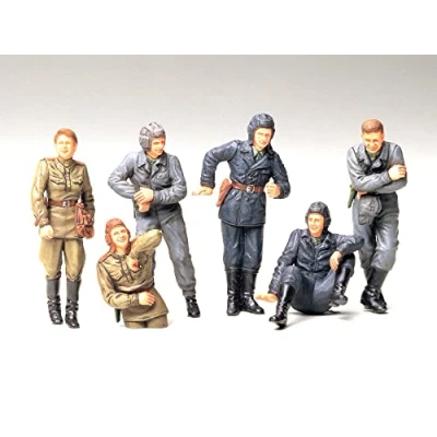Image of TAMIYA WWII figure set, Russian tank crew at rest (6), 1:35 scale, 300035214