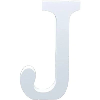 Image of White Wooden MDF Letter J Size 8cm Tall Free Standing Letters for Arts &amp; Crafts Personalized Name Decor