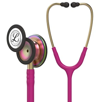Image of 3M Littmann Classic III Monitoring Stethoscope, Rainbow Finish, Raspberry Tube, 69 cm, 5806