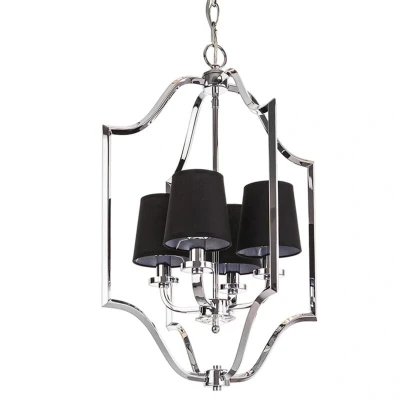 Image of Abu Dhabi 4 Light Wire Frame Pendant Ceiling Silver, E14