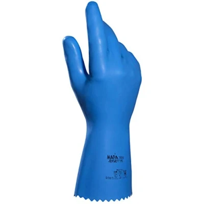 Image of MAPA Professional JERSETTE 308 Food Safe Gloves in Latex, Waterproof Gloves, Blue, Size 6 Protective (1 Pair)
