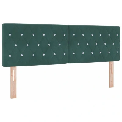 Image of Led Headboard Crystal Button Tufted Dark Green 80 cm Velvet Vidaxl