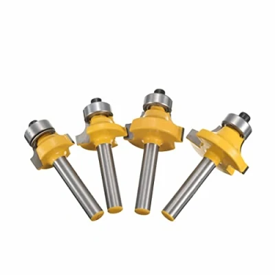 Image of Bohaner 1/4 Inch Shank Round Over Edging Router Bit Set Corner Rounding Edge Forming Roundover Beading (1/8&quot; 1/4&quot; 3/8&quot; 1/2&quot;Radius 4Pcs)