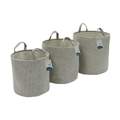 Image of JVL Silva Round Fabric Storage Baskets, Set of 3, Grey
