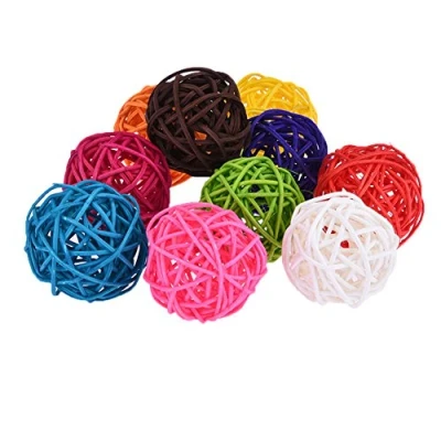 Image of Keersi 10pcs Rattan Balls Bird Toy Part DIY Accessory for Parrot Budgie Parakeet Cockatiel Conure Lovebird Finch Macaw African Grey Cockatoo Amazon Cage Random Color