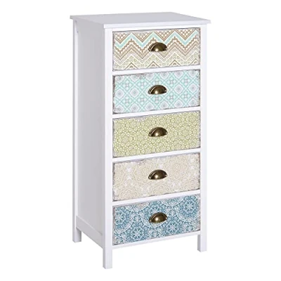 Image of HOMCOM Chest of 5 Drawers Bedside Cabinet Side Storage Entryway Living Room Bedroom Furniture Organizer Unit
