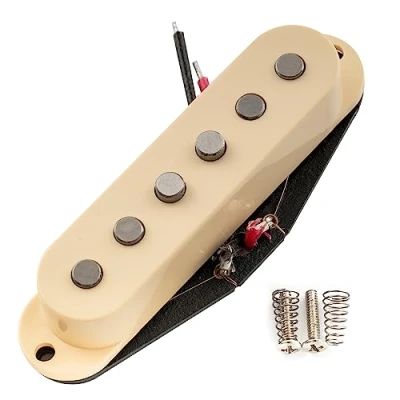 Image of Artec SSA 12 Vintage Style Staggered Alnico 5 Single Coil Bridge Pickup 6.5K for Strat Electric Guitar, Cream