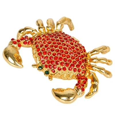 Image of QIFU Hand Painted Small Crab Style Jewelry Trinket Box with Hinged, Unique Gift Home Decor
