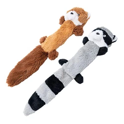 Image of JOYELF Plush Squeaky Dog Toys,No Stuffing Toys for Medium Dogs and Large Dogs, Interactive with Crinkle Paper Fox Raccoon