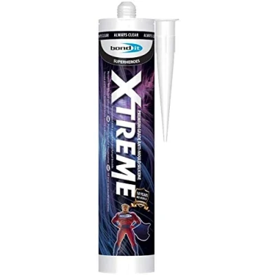 Image of Bond It 2 X Xtreme White Anti Mould Silicone sealant EU3 Cartridge 310ml a flexible, permanently waterproof ideal