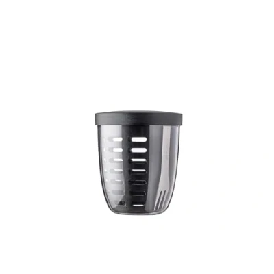 Image of Mepal Fruit &amp; Veggie Pot Ellipse Container Ideal For and Vegetables On The Go Box With Fork Colander 600 ml Nordic Black