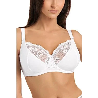 Image of Teyli Women&#039;s Bra Underwired Cotton Cups Minimiser Anastasia Color White Size 30E