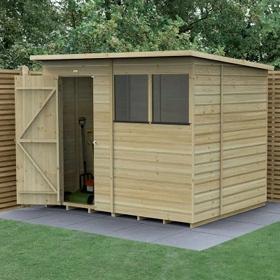 Image of 8&#039; x 6&#039; Forest Beckwood 25yr Guarantee Shiplap Pressure Treated Pent Wooden Shed (2.52m 2.03m)
