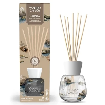 Image of Yankee Candle Signature Reed Diffuser Amber &amp; Sandalwood 100ml up to 10 Weeks of Fragrance Recyclable Packaging Perfect Gifts for Women