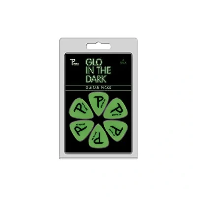 Image of Perri’s Leathers Ltd. Guitar Picks Celluloid Glo in the Dark Green Medium 0.71mm 6 Pack For Acoustic/Bass/Electric Guitars Made Canada (LP GLO1)