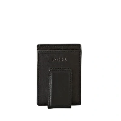 Image of Fossil Men&#039;s Ingram Leather Magnetic Card Case Wallet Black One size