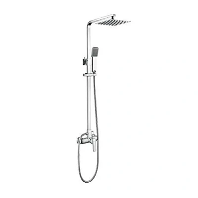 Image of Ibergrif Mines Exposed Rainfall Shower System Kit, Square Mixer Tap Set, Chrome