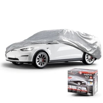 Image of WALSER Tarpaulin Car All Weather Light, Waterproof, 100% Weatherproof Tarpaulin, Cover Outdoor, Garage, Full Garage Estate XL Grey