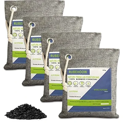 Image of Nature Fresh Air Purifier Bags, Activated Bamboo Charcoal Purifying Bag,4 Pack Odor Eliminators for Home,Activated Carbon Filter Cars, Closets, Bathrooms and Pet Areas