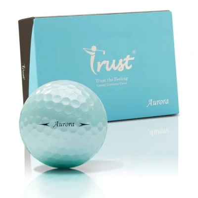 Image of Trust Golf Balls Aurora Tour Level Performance Stand Out Maximum Distance Straight Flight Stopping Power Crystal Urethane Cover for Ultimate Control (Blue, 12 Balls)