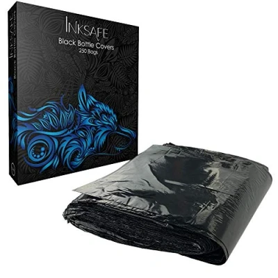Image of Inksafe Tattoo Black Bottle Covers 15cm x 25.5cm Box of 250