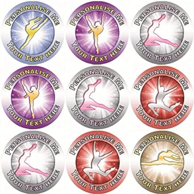 Image of 144 Personalised Gymnastics 30mm Reward Stickers for Teachers, Parents, Dance