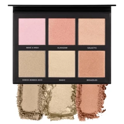 Image of LaRoc PRO Highlighter Makeup Palette Chrome Glitter Powder, Contour 6 Intensely Pigmented Shades, Long Lasting, Tone Enhancing Highlighters